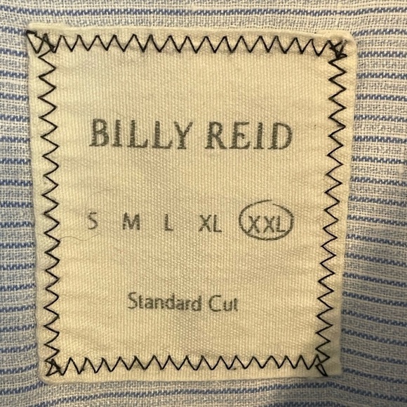 Billy Reid Men's Button Front XXL Blue White Striped 1/2 Button Linen Cotton - Picture 11 of 16